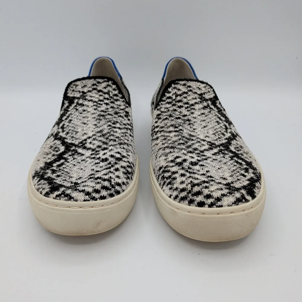 Rothys The Sneaker Womens 8 Python Snakeskin Grey Black Slip On Flat Shoes
